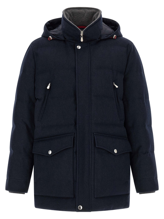 Brunello Cucinelli Blauer Wollparka