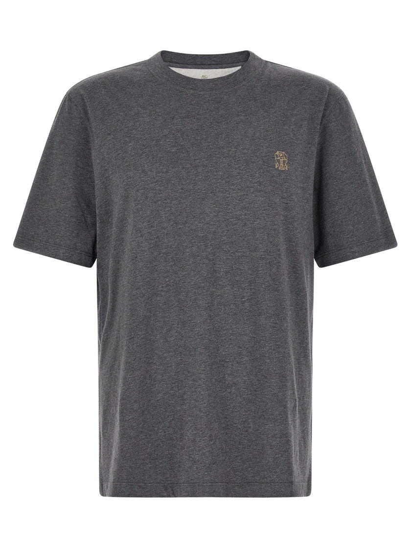 Brunello Cucinelli Graues Baumwoll-T-Shirt