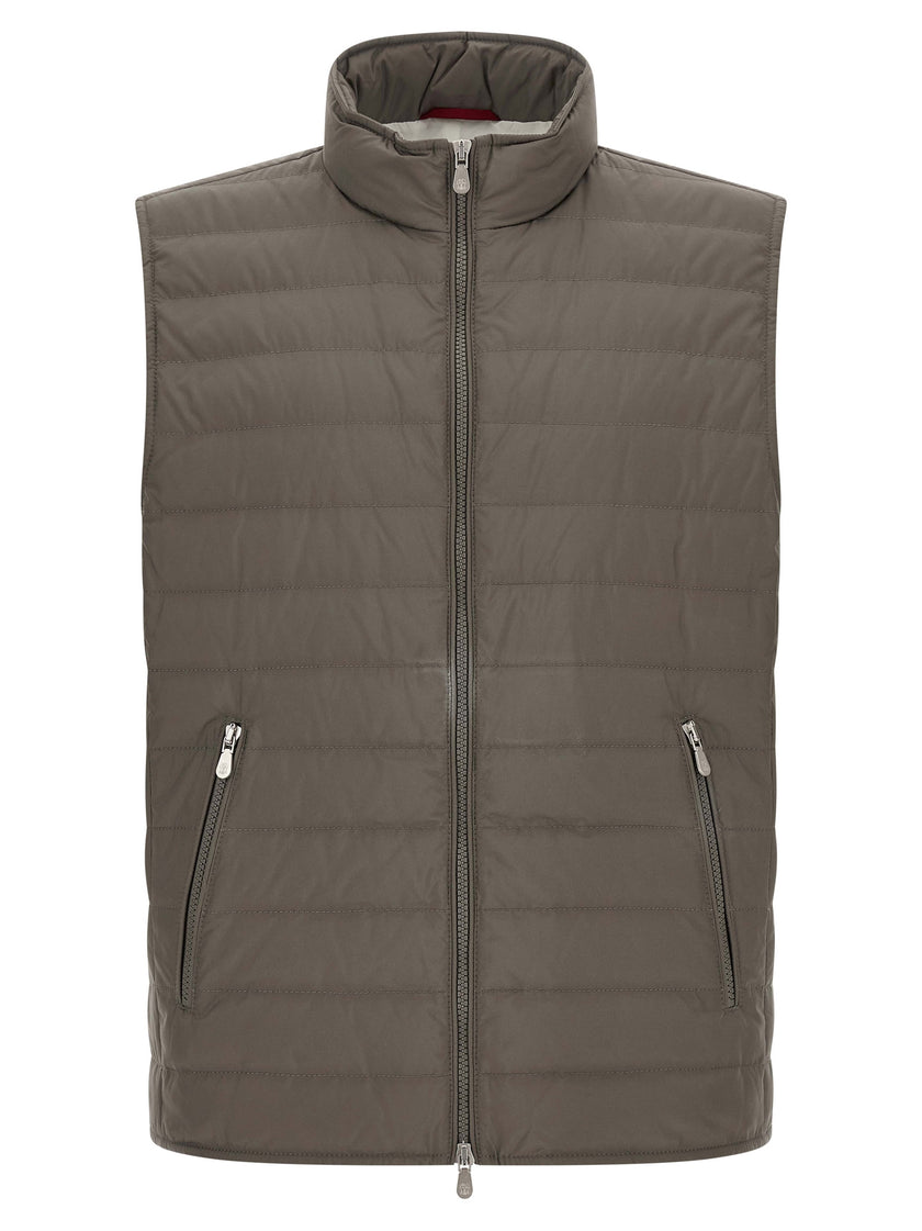 Brunello Cucinelli Ärmellose Zweifarbige Polyesterjacke