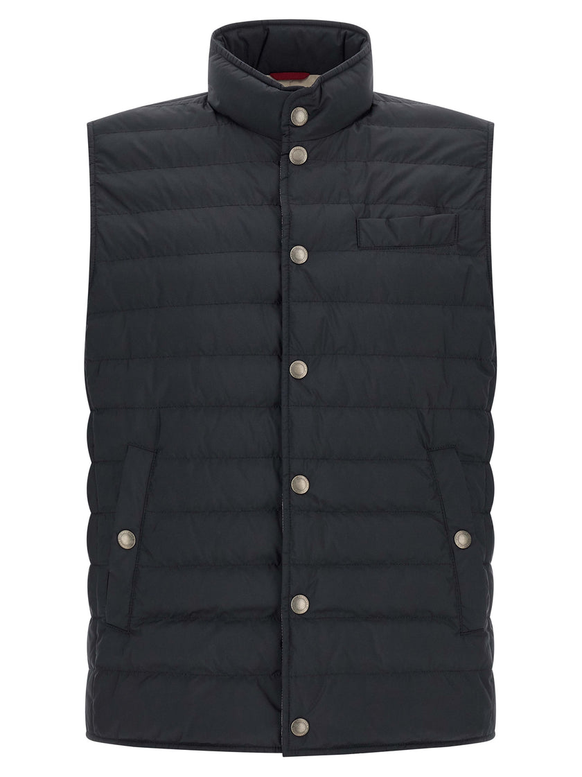 Brunello Cucinelli Sleeveless Blue Polyester Jacket