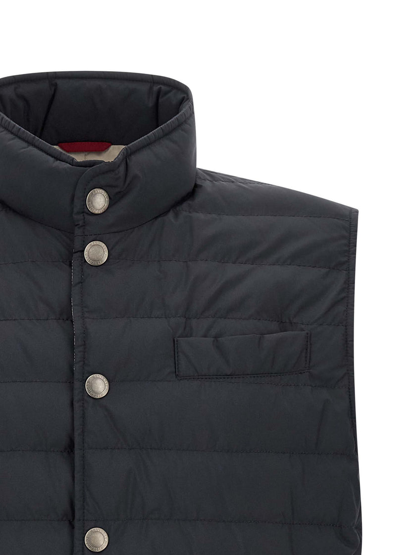 Brunello Cucinelli Sleeveless Blue Polyester Jacket