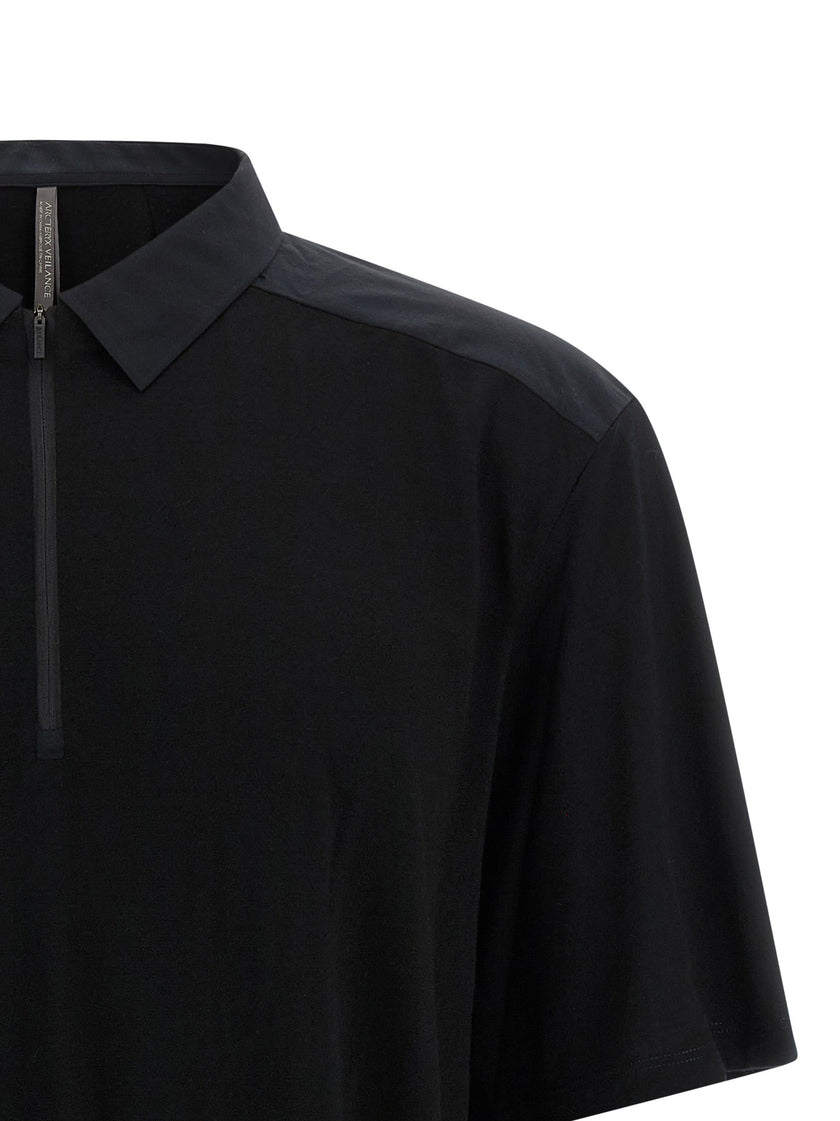 Arc'teryx Veilance Schwarzes Woll-Poloshirt