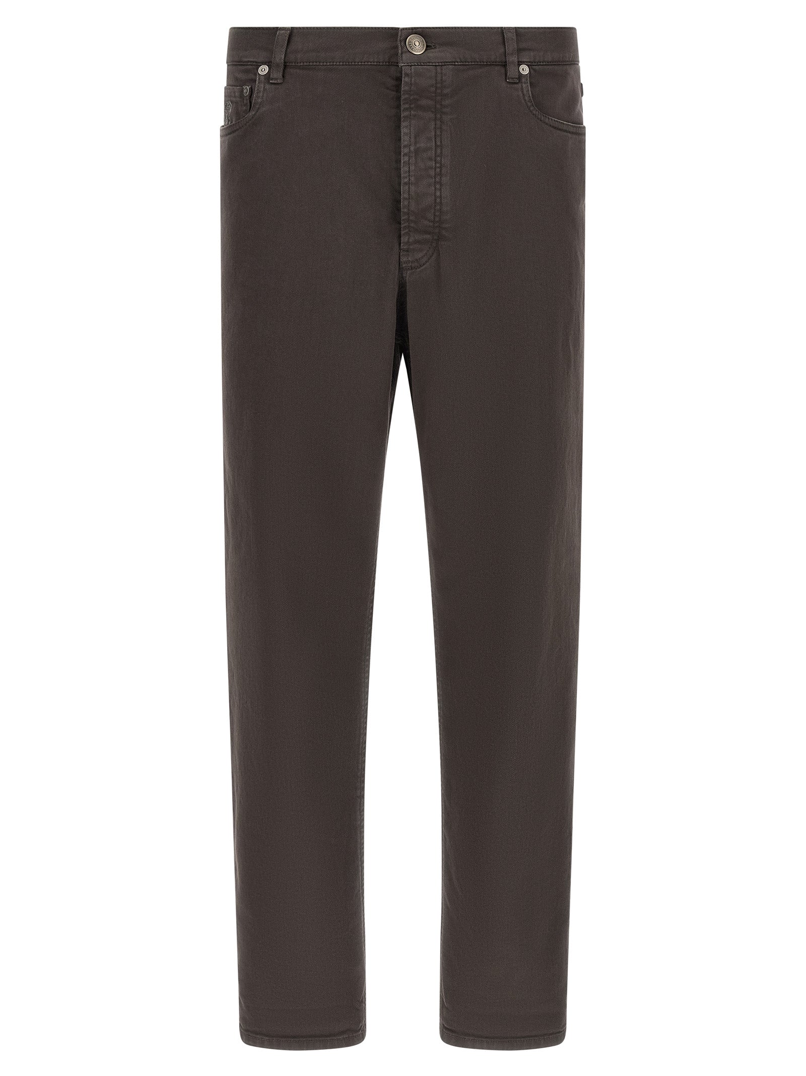 Brunello Cucinelli brown straight-leg cotton jeans