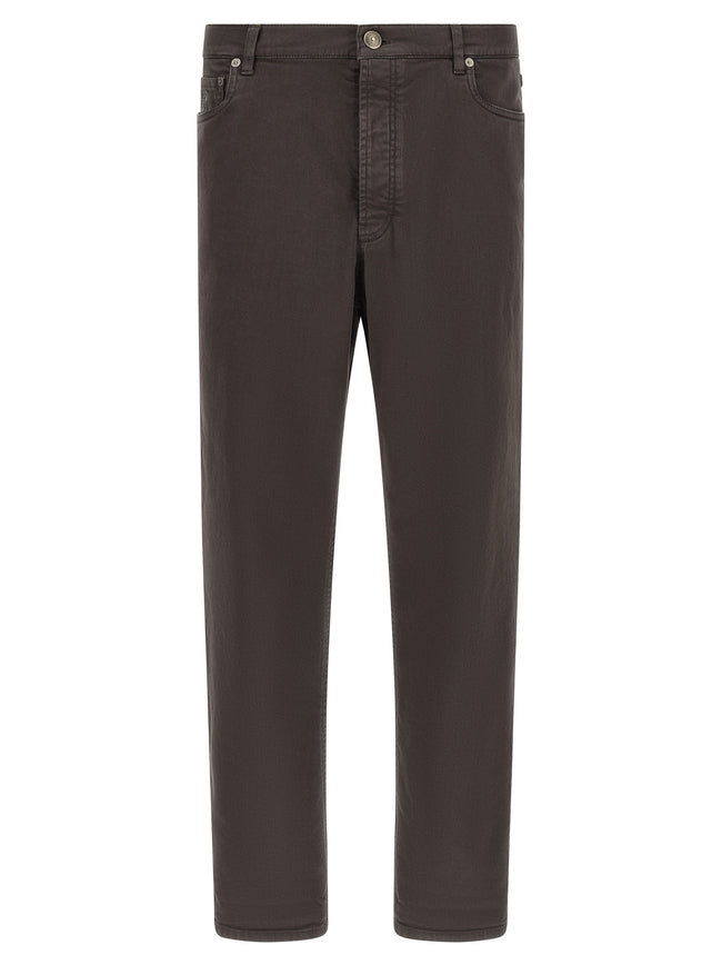 Brunello Cucinelli brown straight-leg cotton jeans