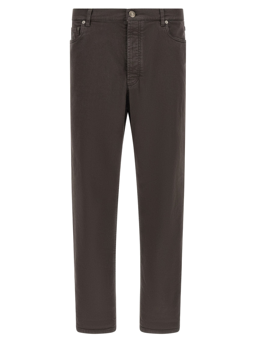 Brunello Cucinelli brown straight-leg cotton jeans