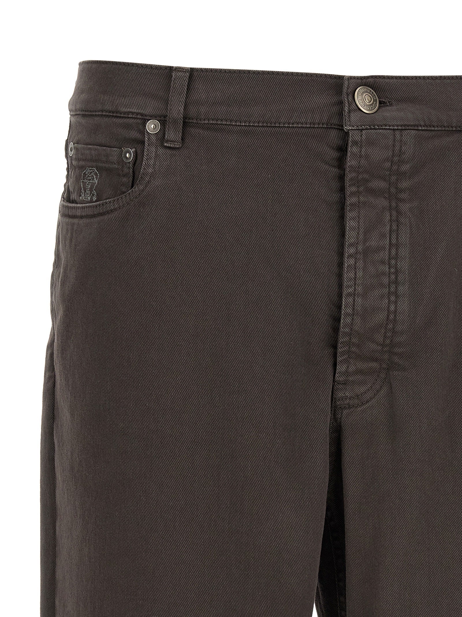 Brunello Cucinelli brown straight-leg cotton jeans