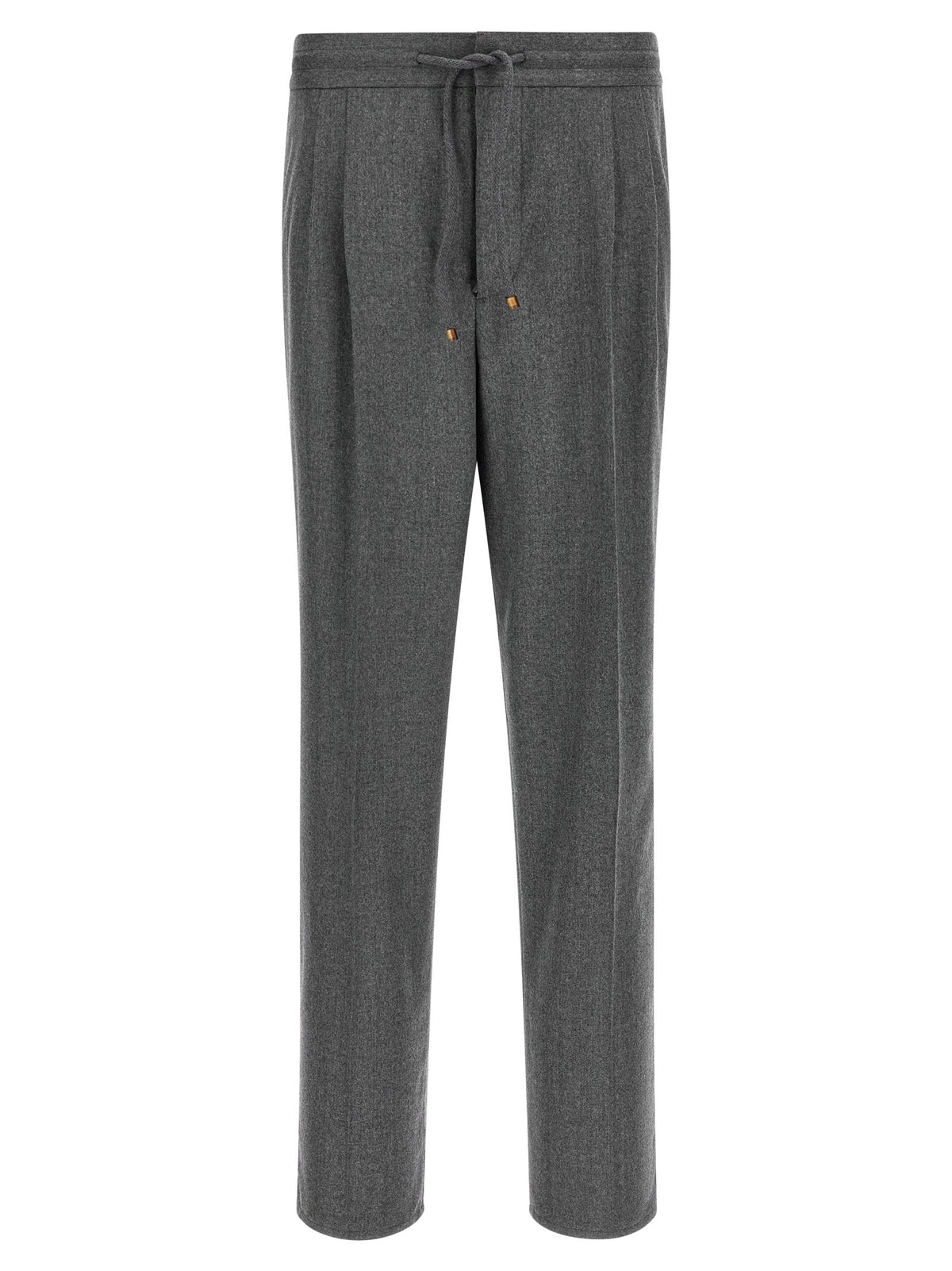 Brunello Cucinelli graue Hose aus reiner Schurwolle mit elastischem Bund und klassischen Bundfalten