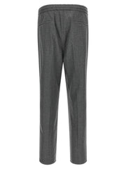 Brunello Cucinelli Graue Hose aus reiner Schurwolle mit elastischem Bund und eleganten Bundfalten