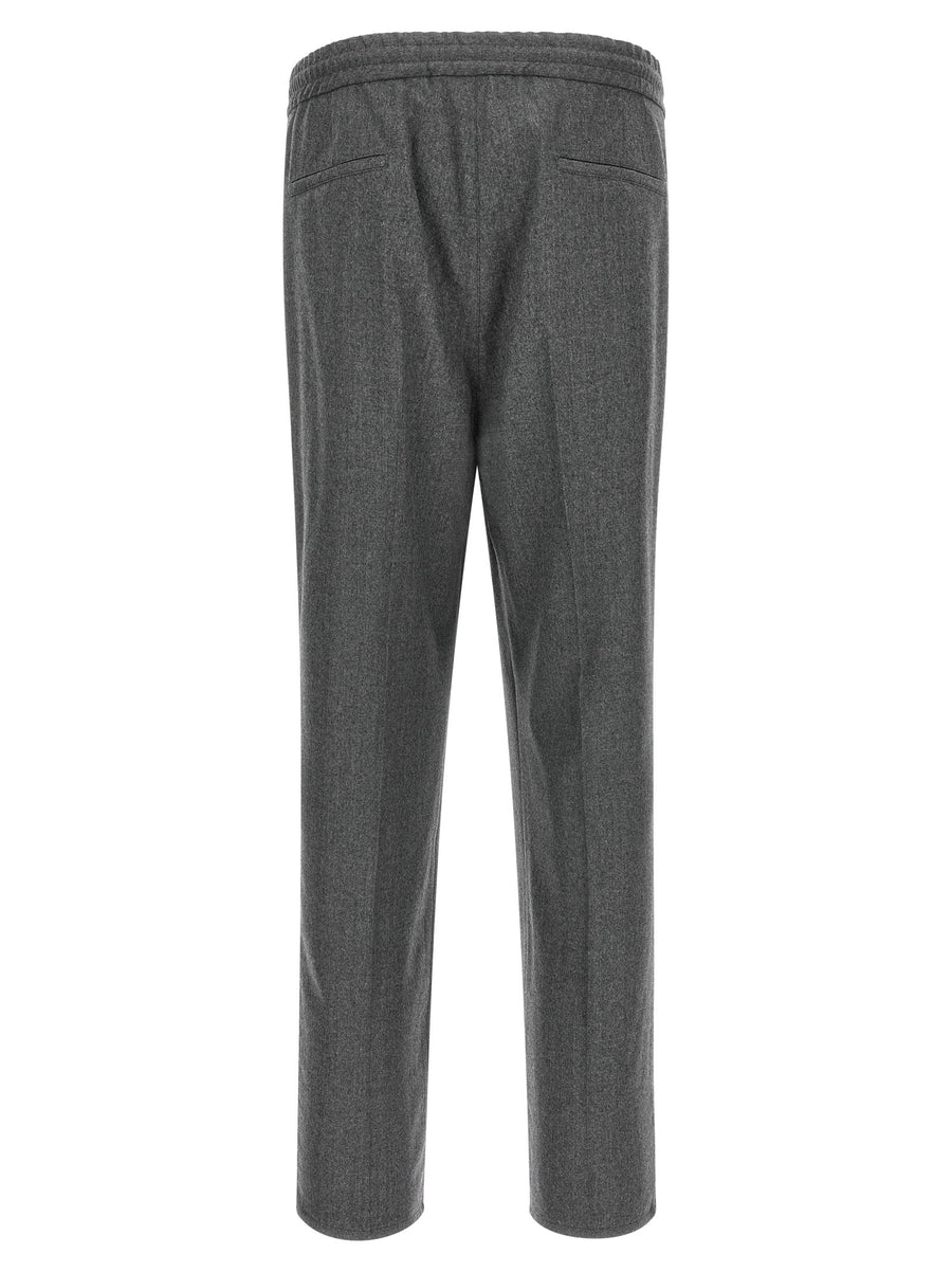 Brunello Cucinelli Graue Hose aus reiner Schurwolle mit elastischem Bund und eleganten Bundfalten