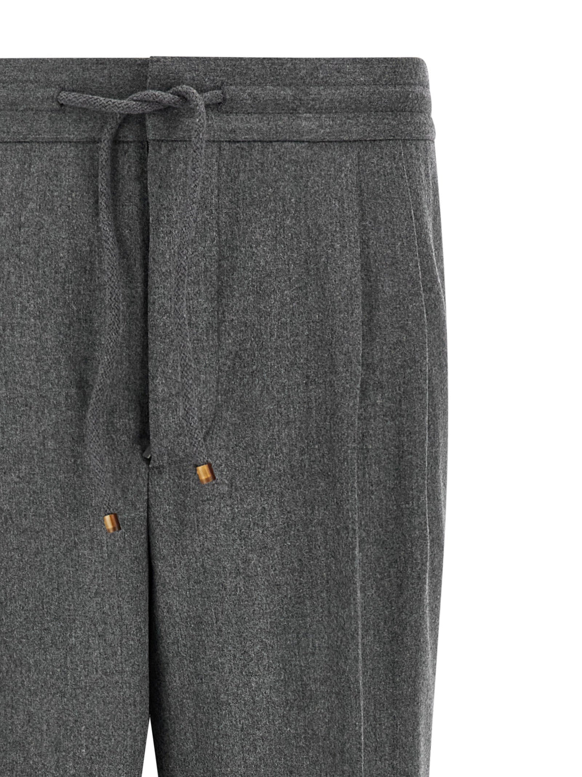 Brunello Cucinelli graue Hose aus reiner Schurwolle mit elastischem Bund und Kordelzug