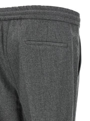 Brunello Cucinelli graue Hose aus reiner Schurwolle mit elastischem Bund und Kordelzug