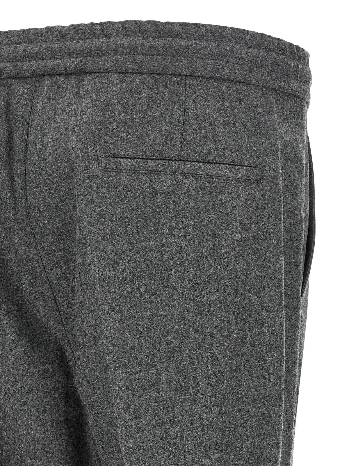 Brunello Cucinelli graue Hose aus reiner Schurwolle mit elastischem Bund und Kordelzug