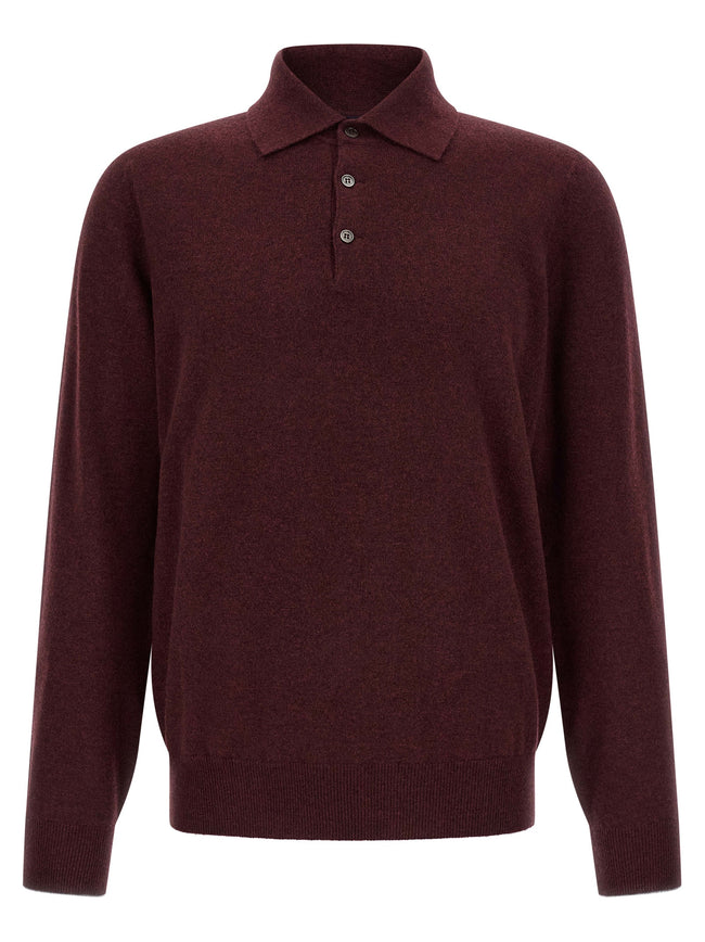 Brunello Cucinelli Bordeaux Kaschmir Poloshirt