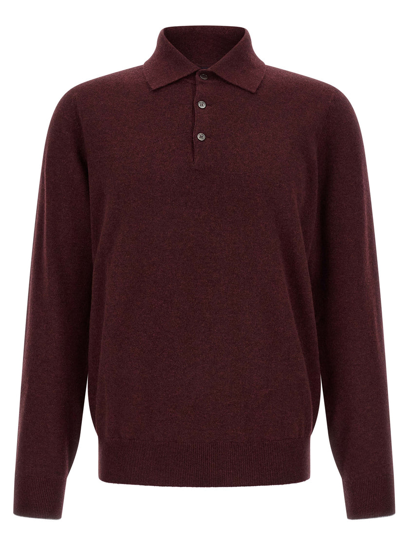 Brunello Cucinelli Bordeaux Kaschmir Poloshirt