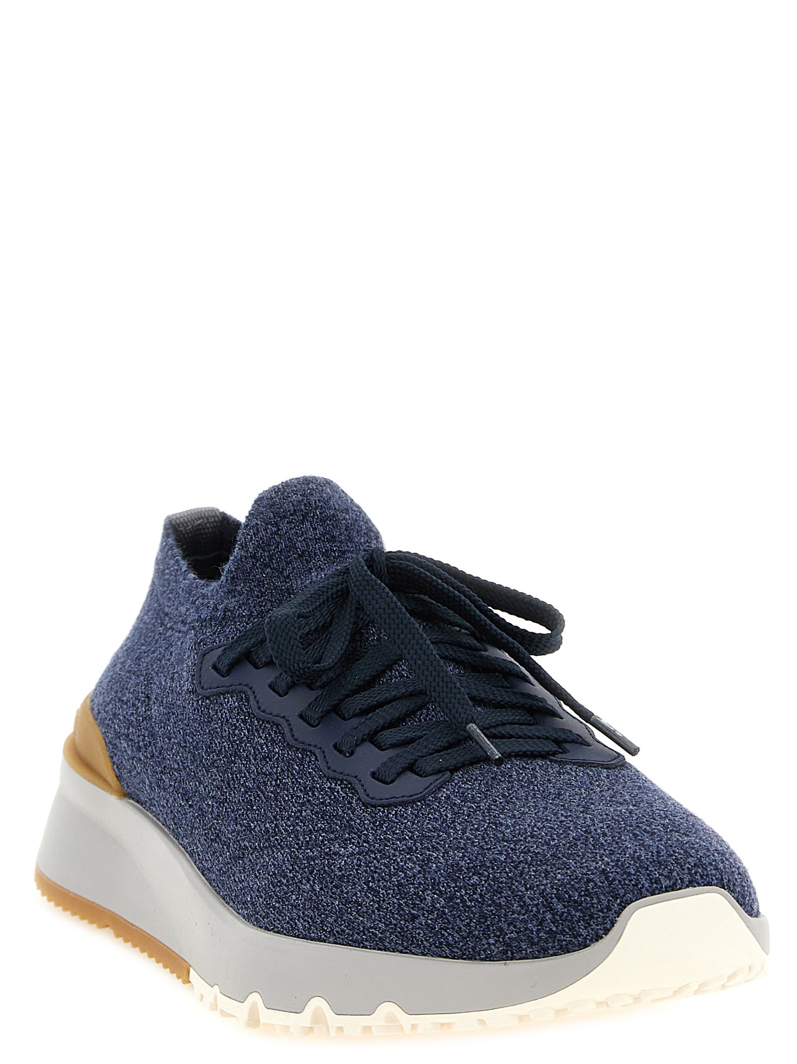Brunello Cucinelli blaue Sneaker aus Wolle im Athletic-Stil