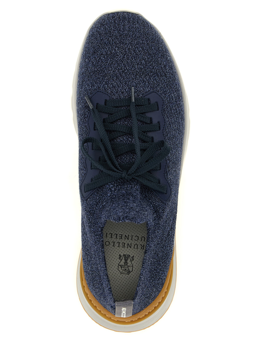 Brunello Cucinelli blaue Sneaker aus Wolle im Athletic-Stil