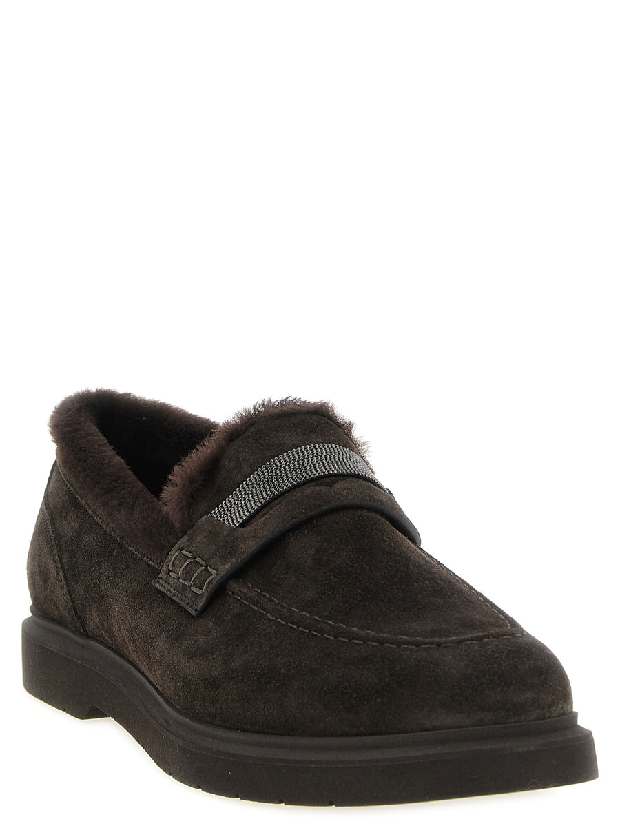 Brunello Cucinelli Brown Calfskin Slippers