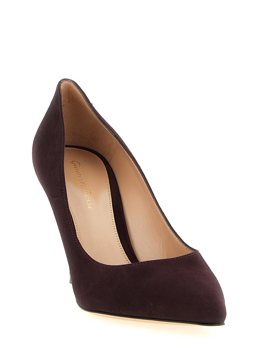 Gianvito Rossi Burgundy Suede High-Heel Pumps