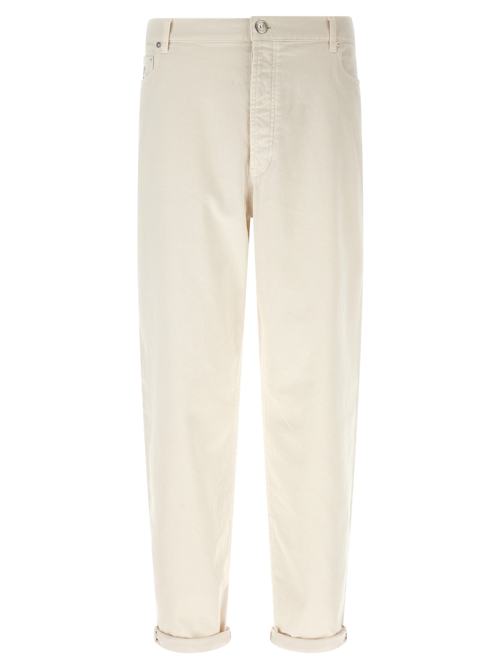 Brunello Cucinelli Weiße Baumwolljeans in Relaxed-Fit
