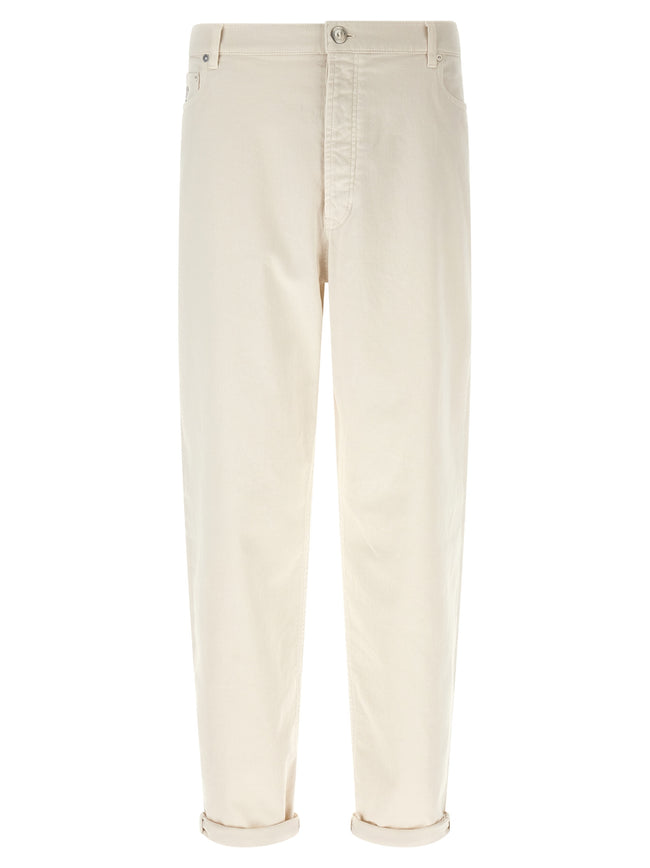 Brunello Cucinelli Weiße Baumwolljeans in Relaxed-Fit