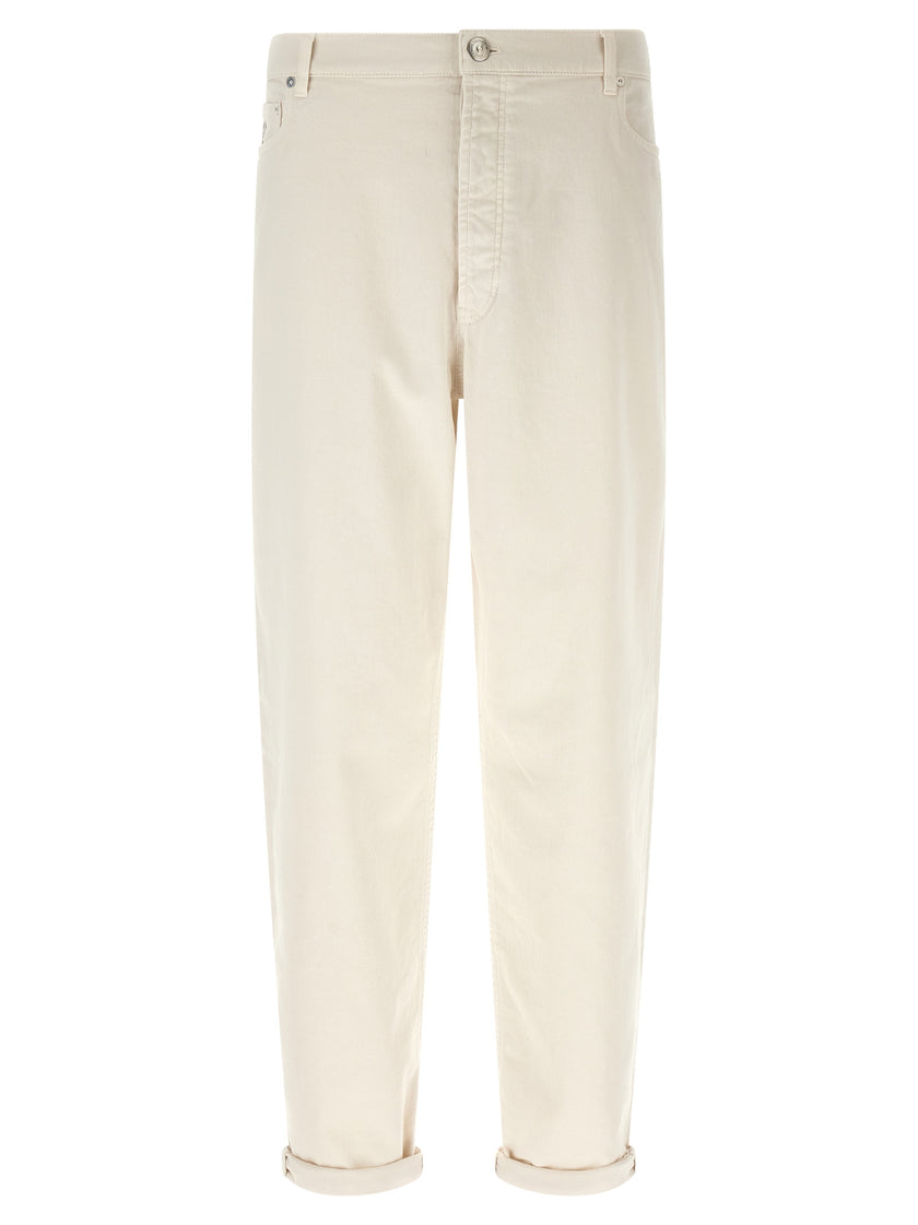 Brunello Cucinelli Weiße Baumwolljeans in Relaxed-Fit