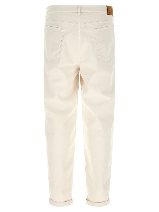 Brunello Cucinelli Weiße Baumwolljeans in Relaxed-Fit