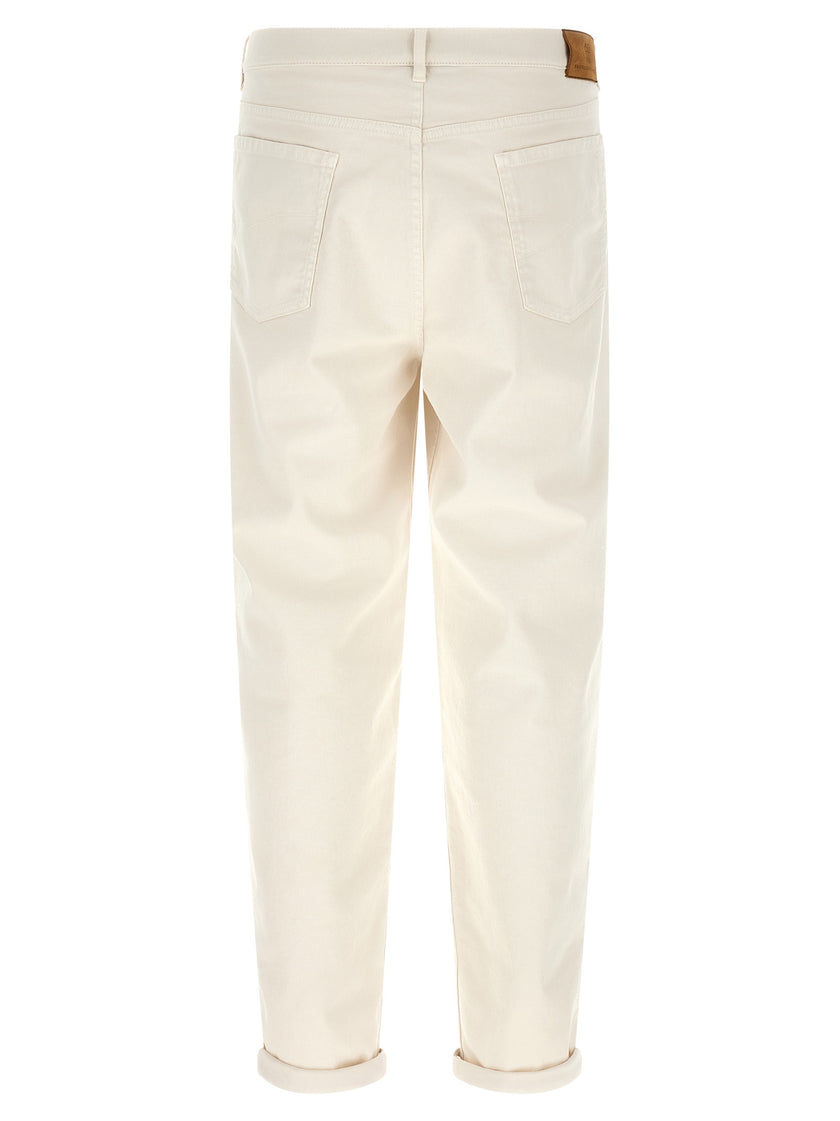 Brunello Cucinelli Weiße Baumwolljeans in Relaxed-Fit