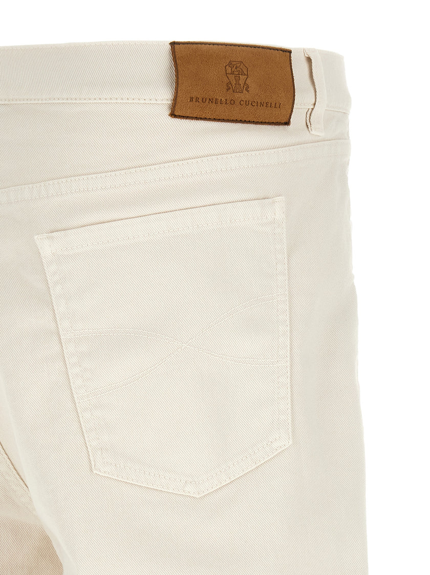 Brunello Cucinelli Weiße Baumwolljeans in Relaxed-Fit