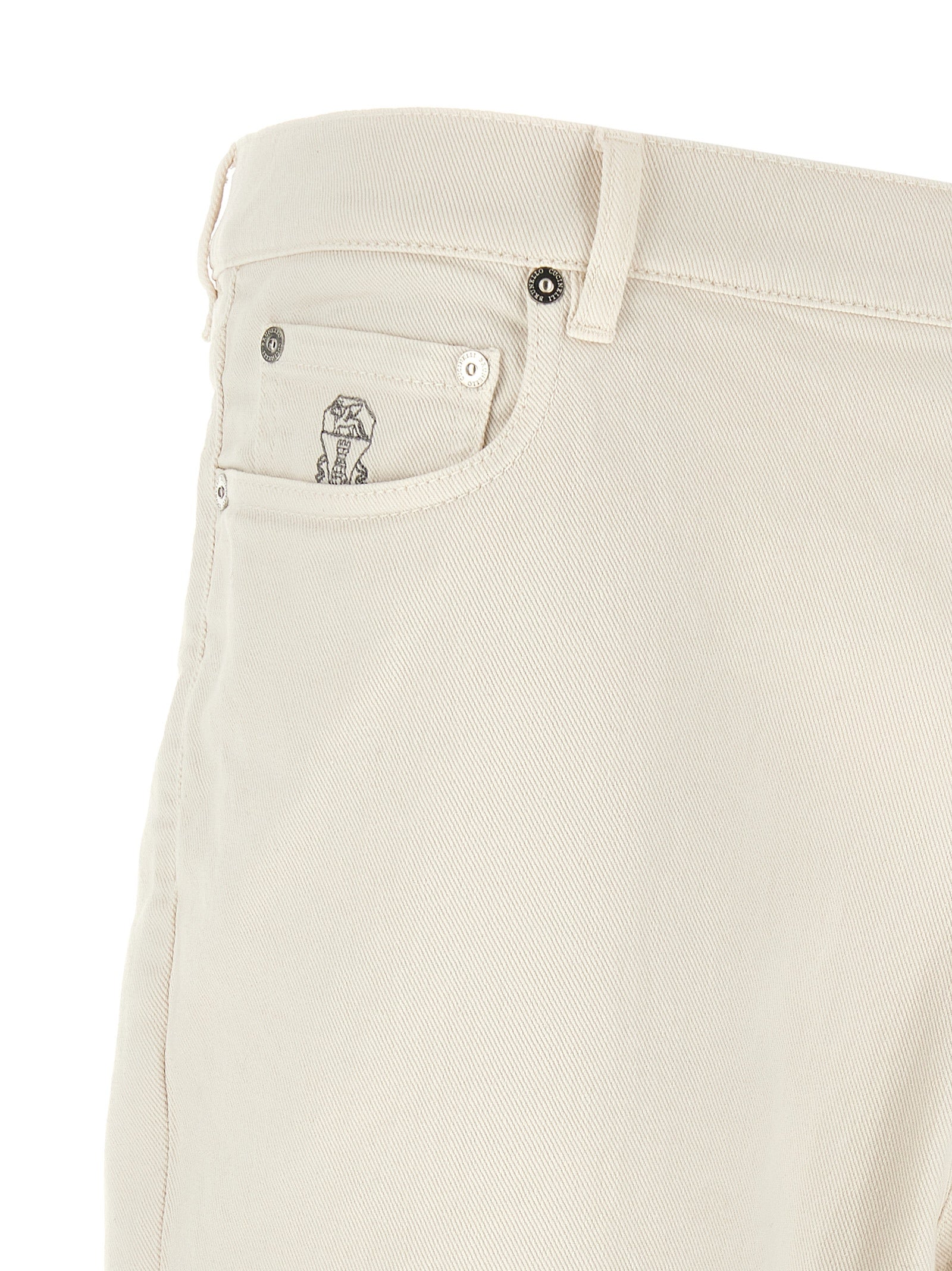Brunello Cucinelli Weiße Baumwolljeans in Relaxed-Fit
