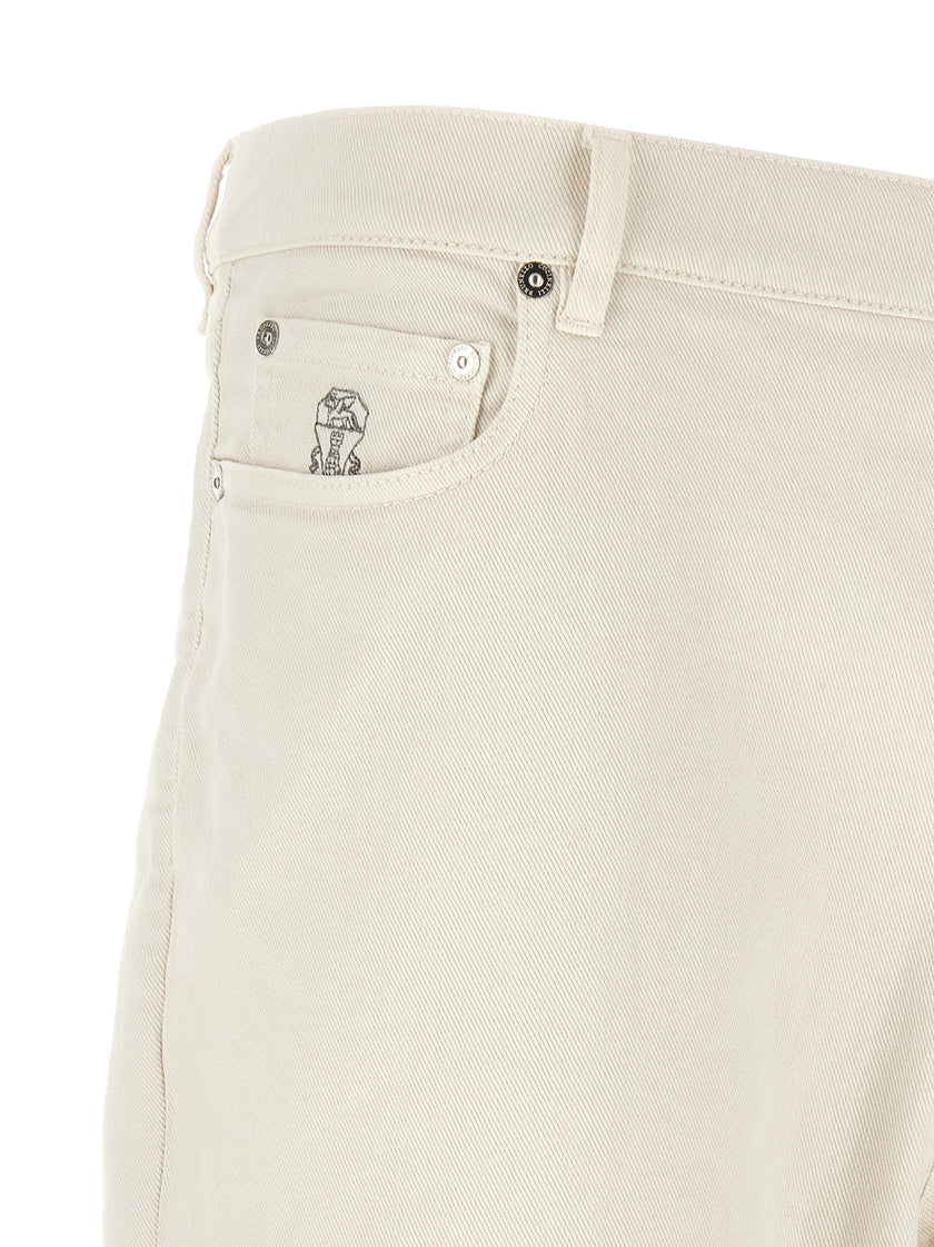 Brunello Cucinelli Weiße Baumwolljeans in Relaxed-Fit