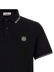 Stone Island Schwarzes Baumwoll-Poloshirt