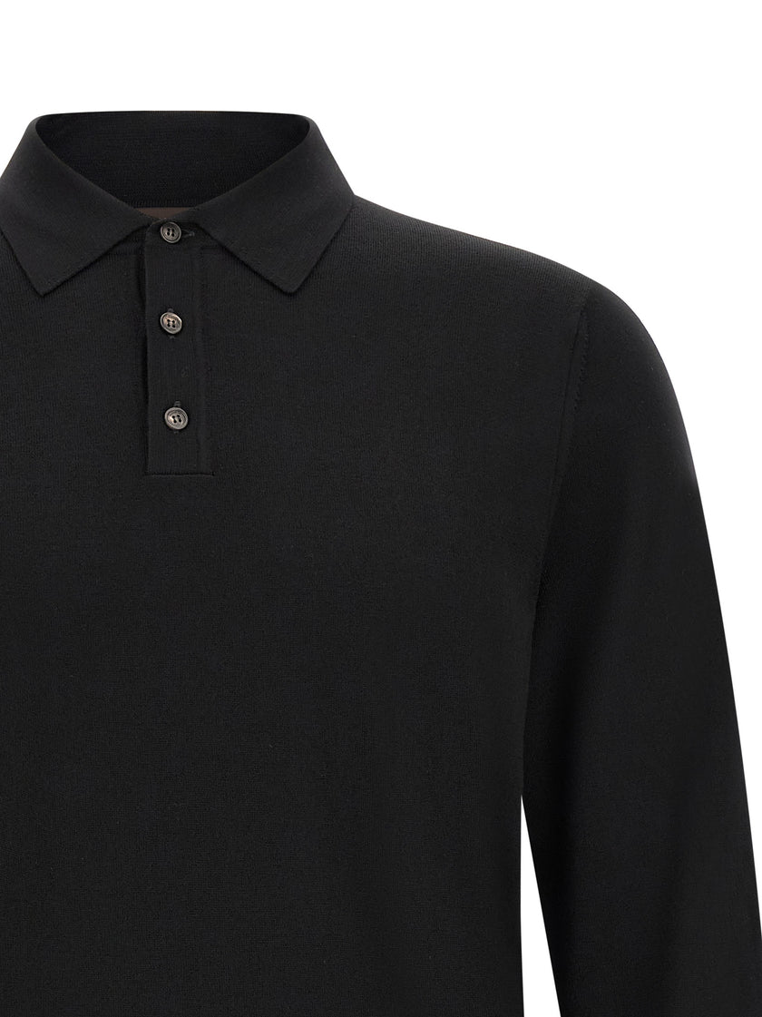 ZANONE Schwarzes Poloshirt aus reiner Schurwolle