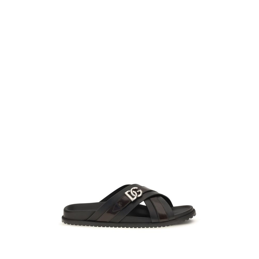 Dolce & Gabbana Black Bos Taurus Calfskin Sandals
