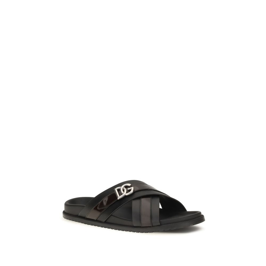 Dolce & Gabbana Black Bos Taurus Calfskin Sandals