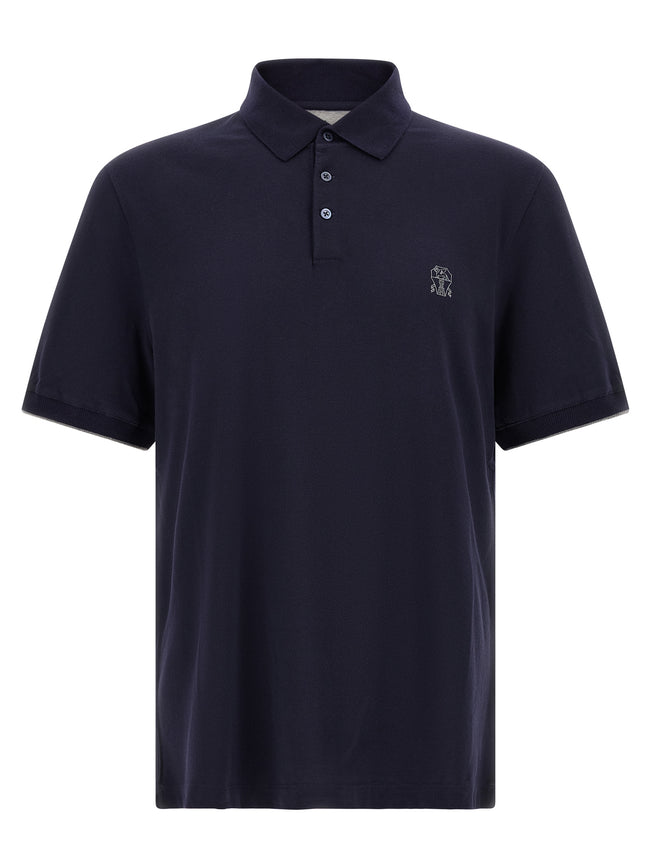 Brunello Cucinelli Blaues Baumwoll-Polohemd