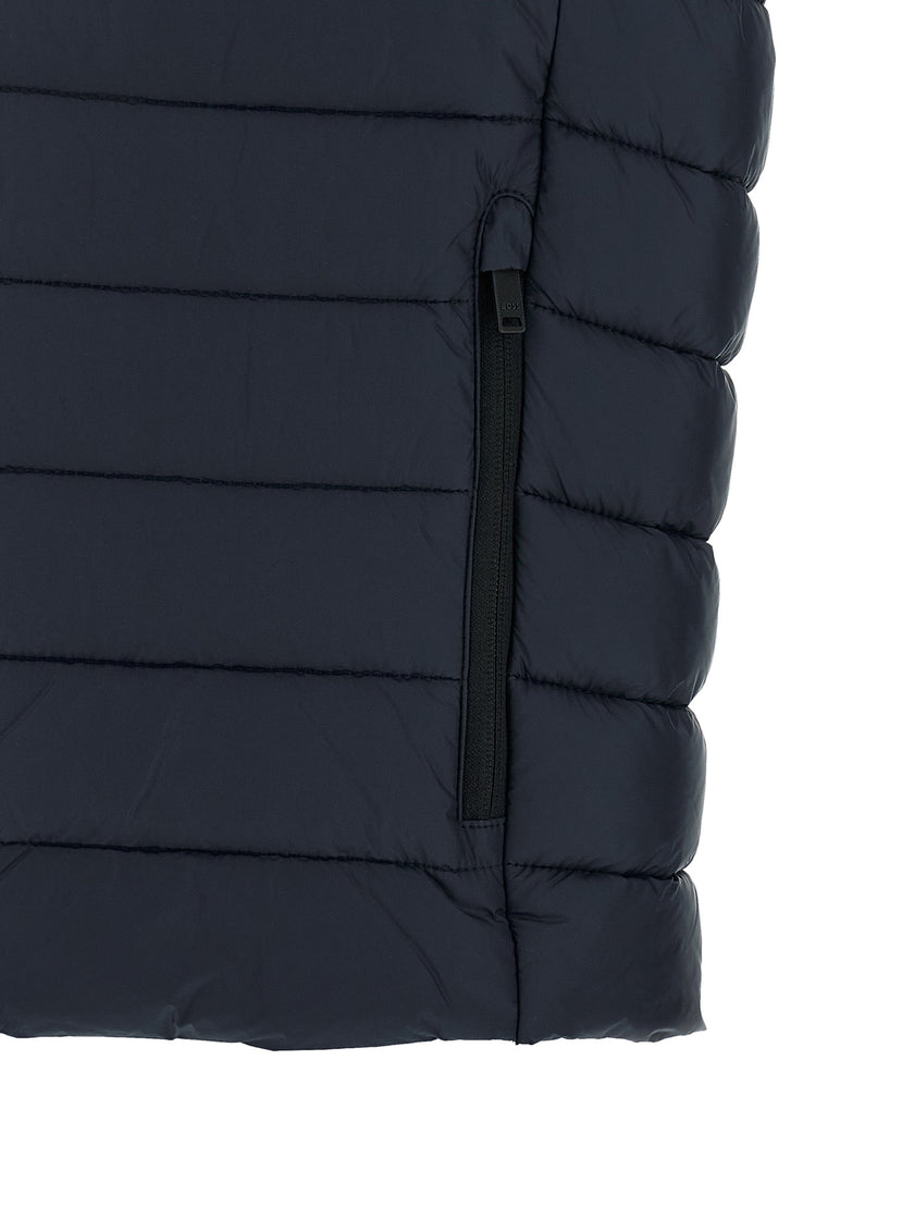 Hugo Boss Dunkelblaue ärmellose Jacke aus recyceltem Polyamid