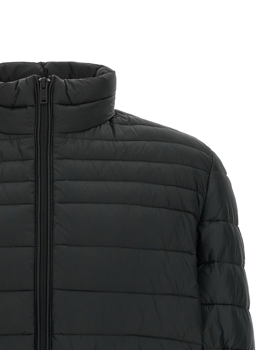 Hugo Boss Schwarze Jacke aus recyceltem Polyamid in voller Länge