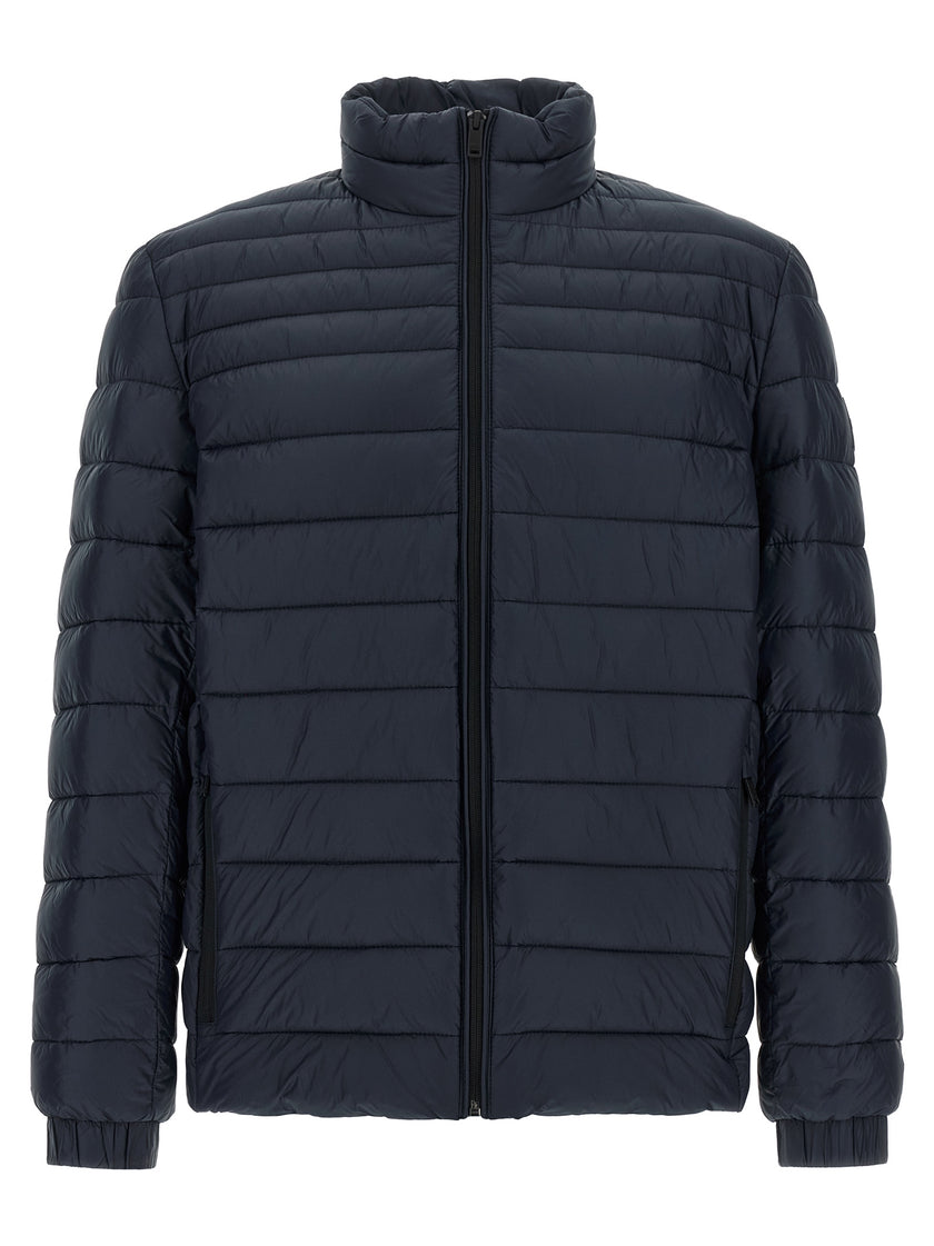 Hugo Boss Blaue Polyamid-Jacke in voller Länge