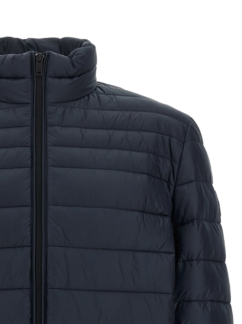 Hugo Boss Blaue Polyamid-Jacke in voller Länge