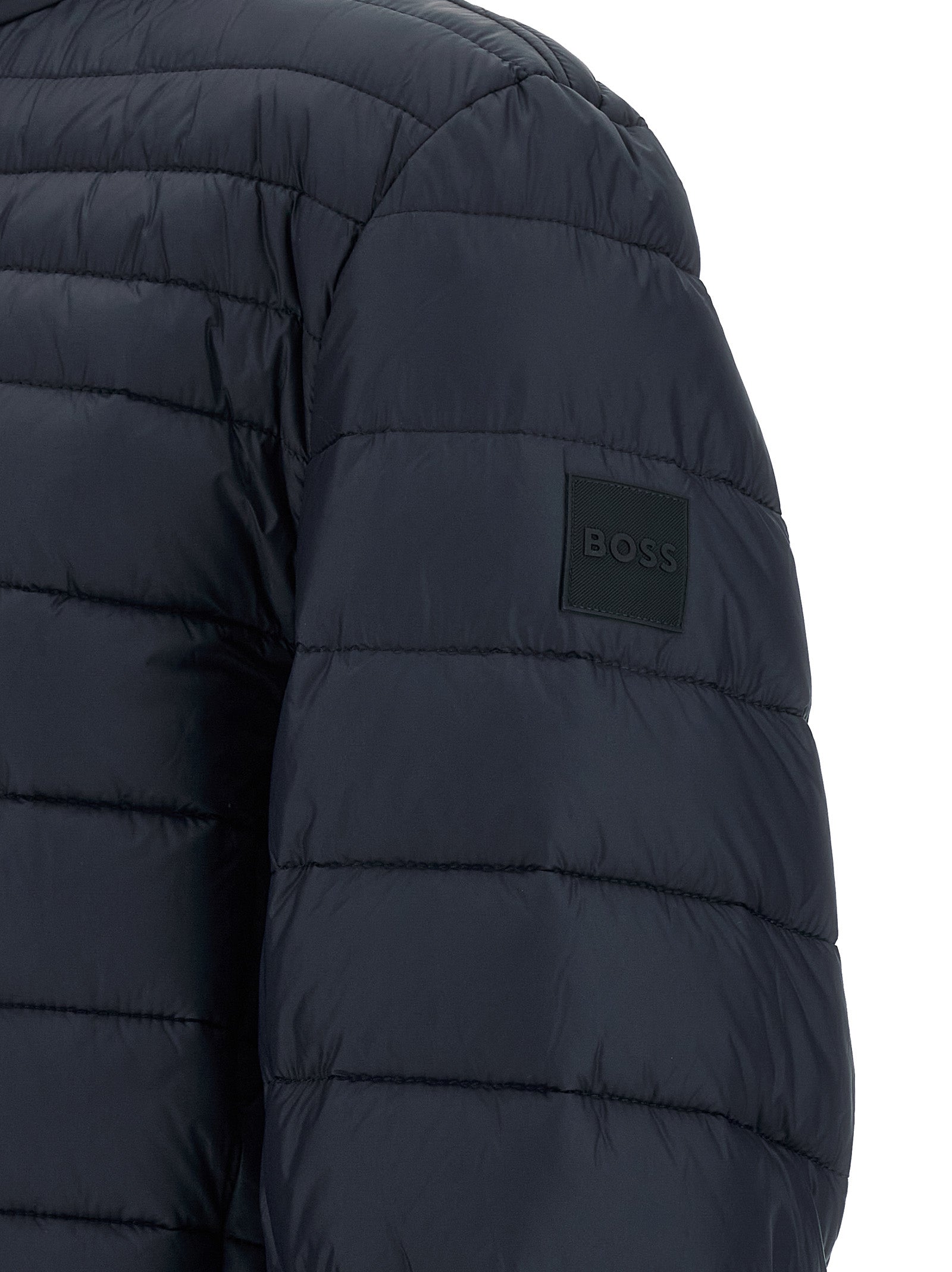 Hugo Boss Blaue Polyamid-Jacke in voller Länge