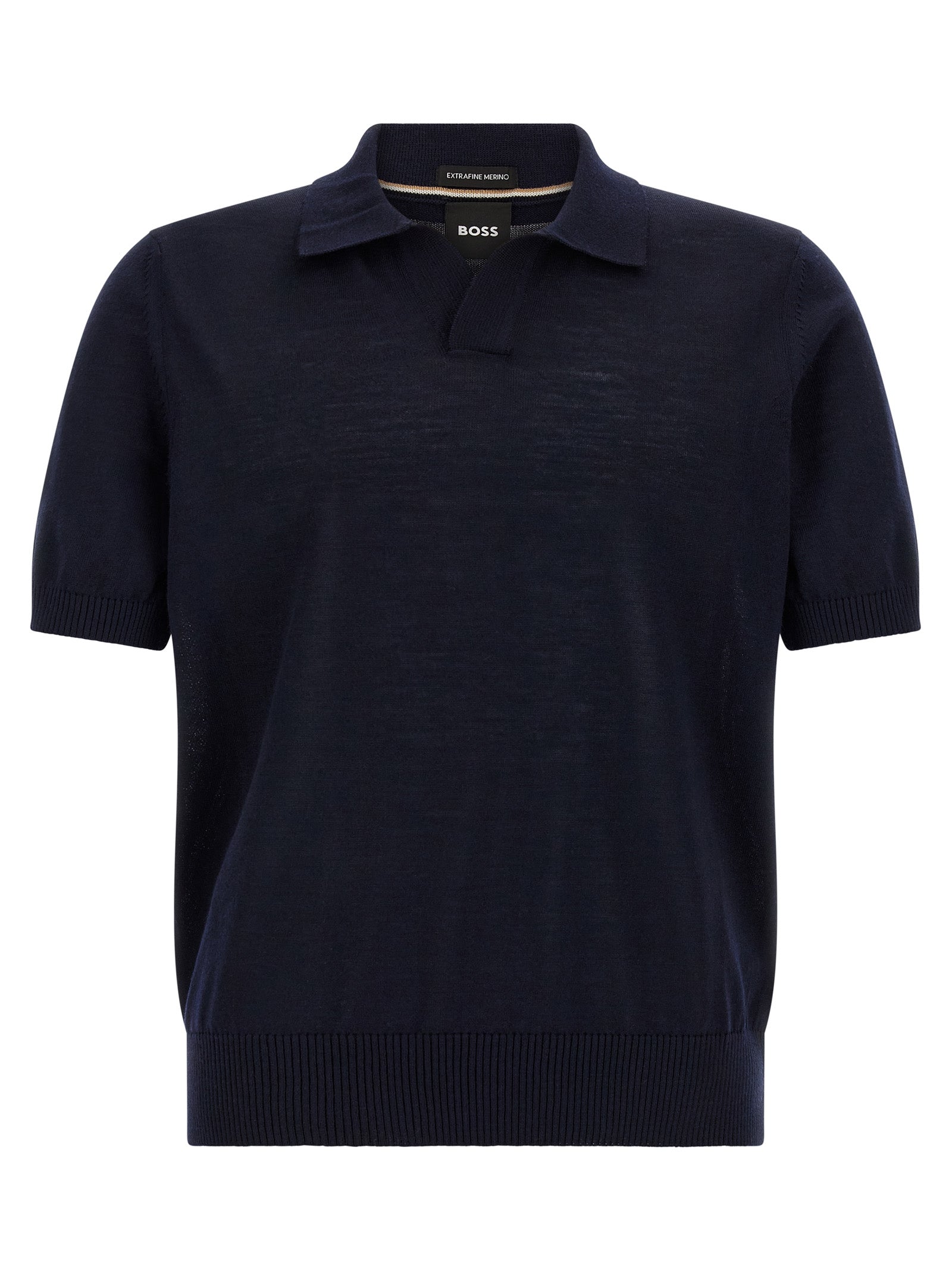 Hugo Boss blaues Polohemd aus reiner Schurwolle