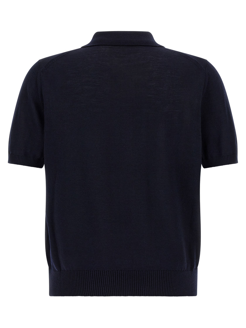 Hugo Boss blaues Polohemd aus reiner Schurwolle