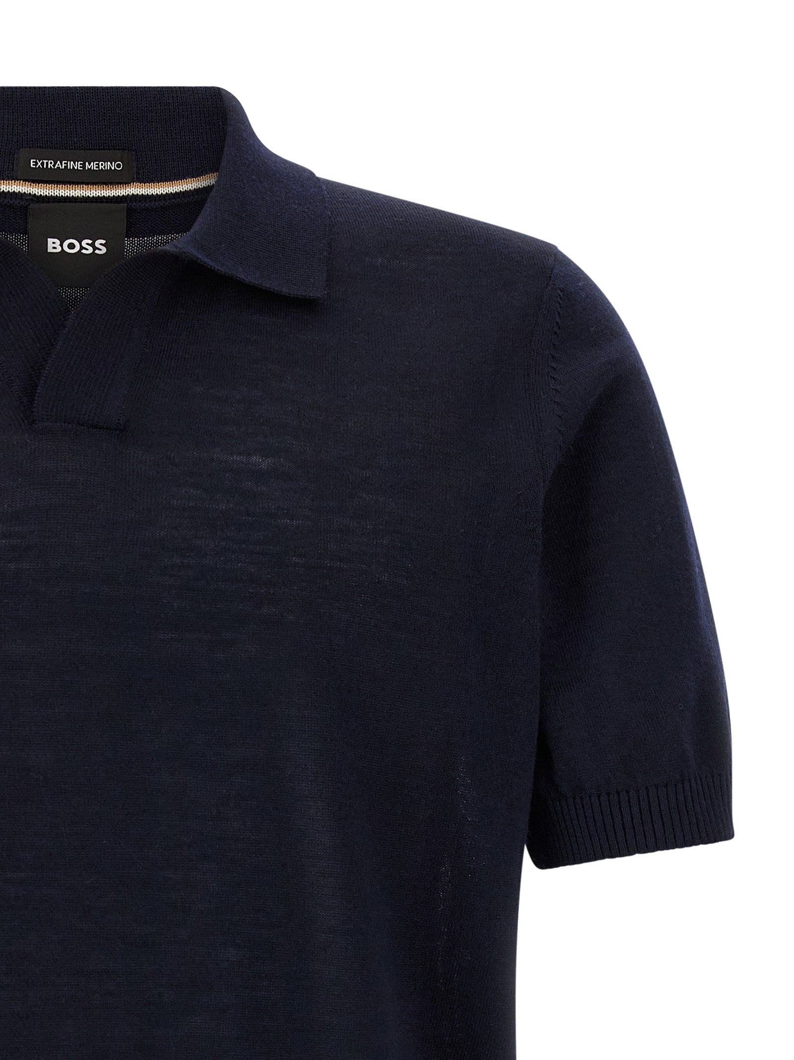 Hugo Boss blaues Polohemd aus reiner Schurwolle