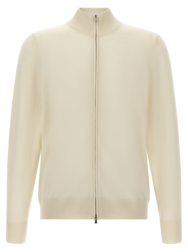 Hugo Boss Weiße Strickjacke aus reiner Schurwolle