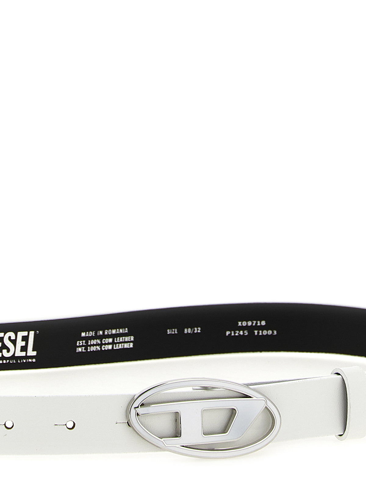Diesel White Leather Belt Regular