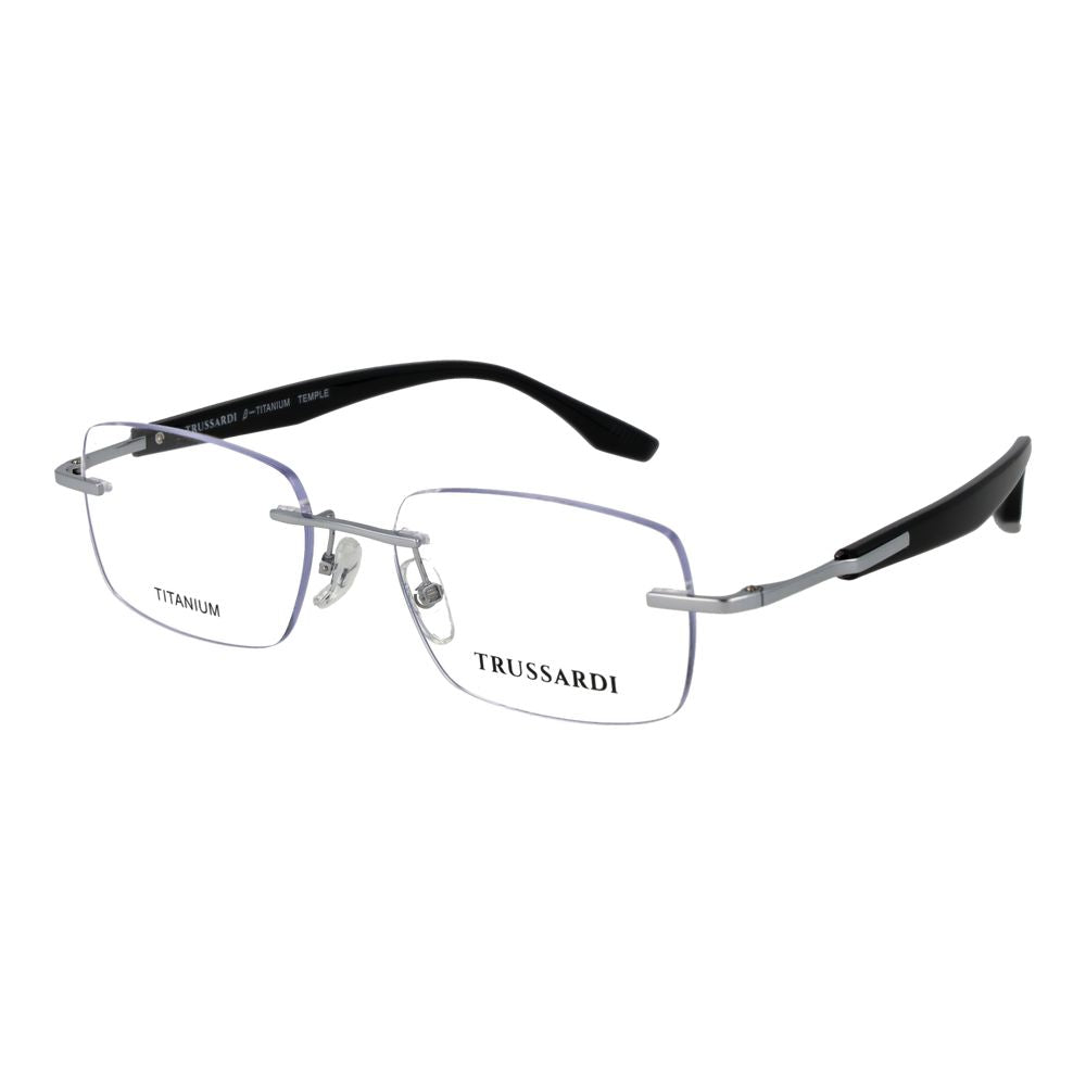 Trussardi Silver Stainless Steel Eyeglass Frames