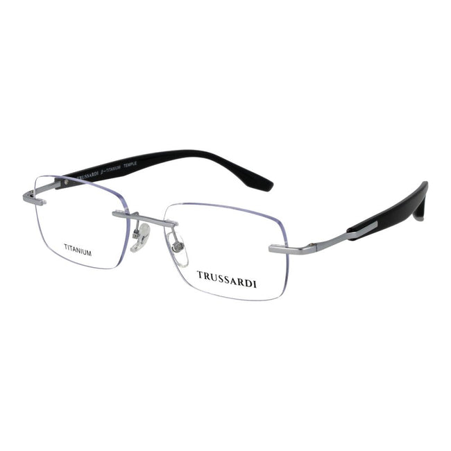 Trussardi Silver Stainless Steel Eyeglass Frames