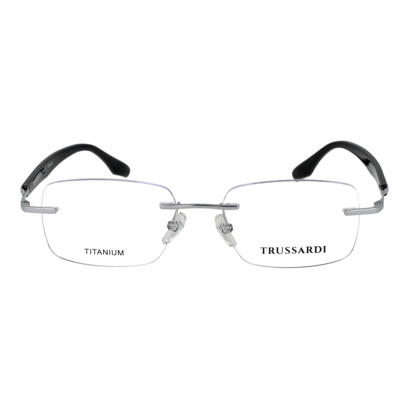 Trussardi Silver Stainless Steel Eyeglass Frames