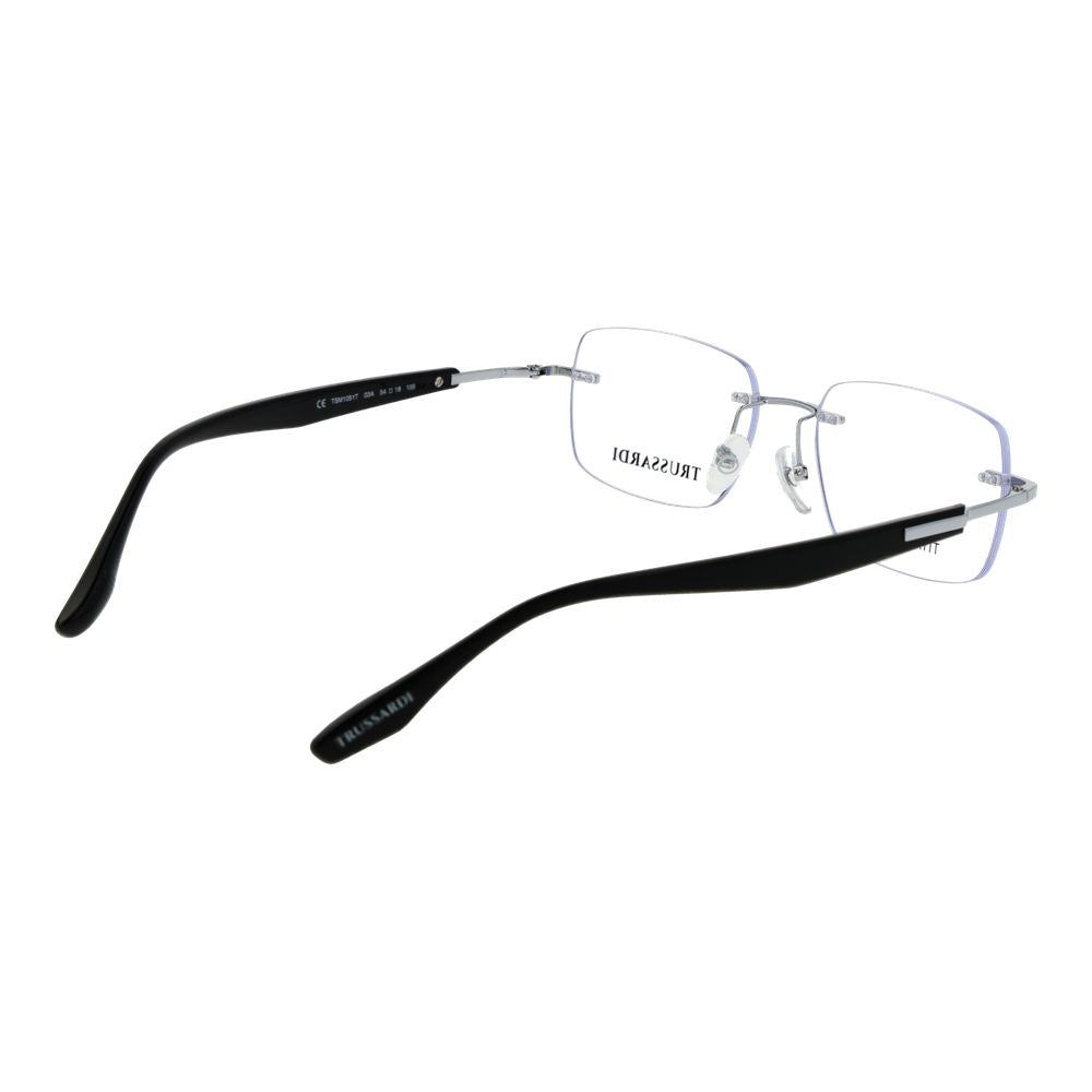 Trussardi Silver Stainless Steel Eyeglass Frames