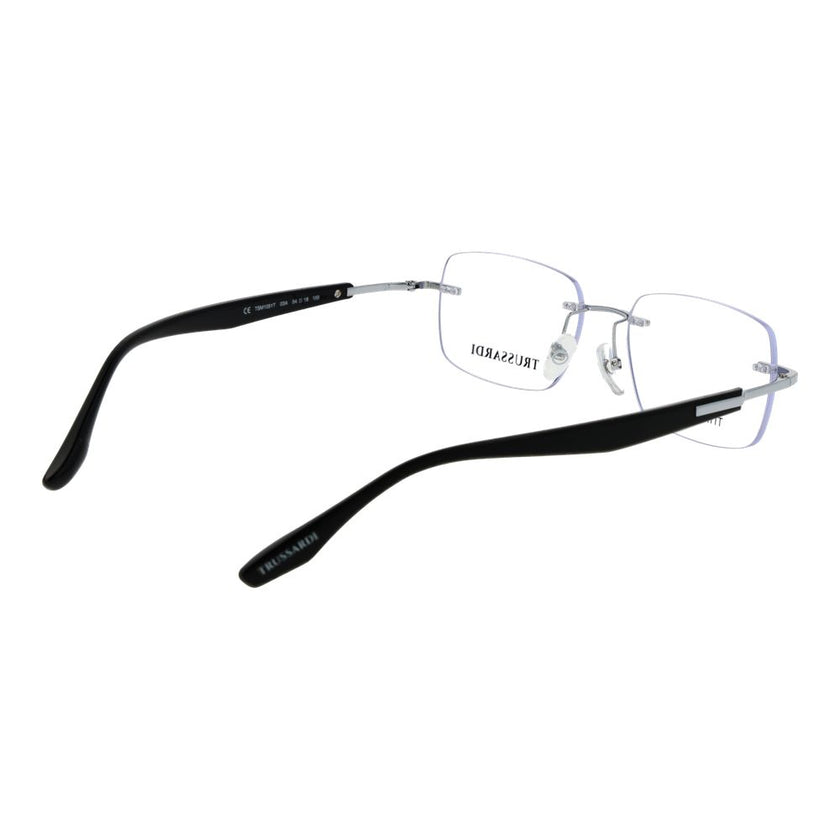 Trussardi Silver Stainless Steel Eyeglass Frames